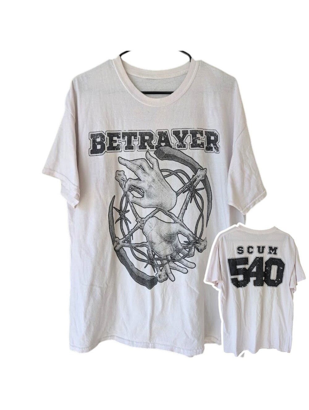 Betrayer Scum 540 Band T-Shirt Mens XL White Deathcore Slam Hardcore Tee 23.5x30